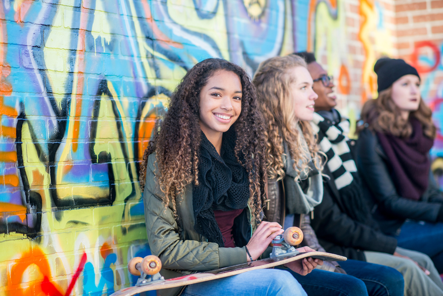 Happy Teen Girl With Friends